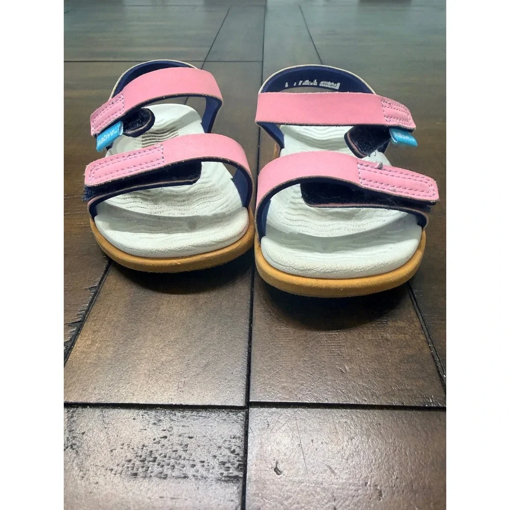 Native Charley Toddler Sandals Pink Navy Blue Size C6 Hook and Loop Straps